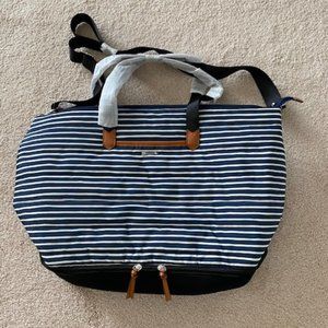 Stella & Dot navy striped "crush it" bag